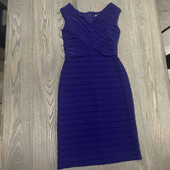 Adrianna Papell Bodycon Bandage Tiered Knee Length Dress Cobalt Blue Size 6 - Picture 1 of 7